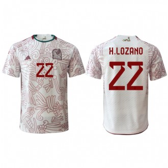 Mexiko Hirving Lozano #22 Bortatröja VM 2022 Korta ärmar